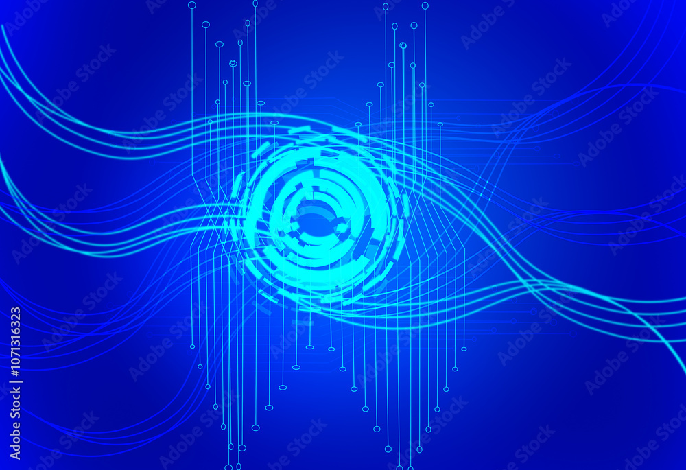 Aufkleber abstract geometric background connecting dots as plexus in blue. tech circle and technology backgrou