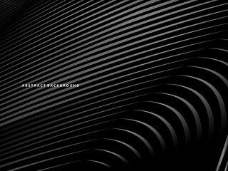 Abstract futuristic dark black background with wave design. Realistic 3d wallpaper with luxurious flowing lines. Perfect background for posters, websites, brochures, banners, applications, etc.