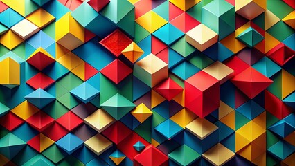 Vivid Abstract Wallpaper Featuring Bold Geometric 3D Shapes and a Dynamic Colorful Background for Modern Design Inspirations and Creative Projects