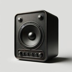 Fototapeta premium a dark 60s retro speaker, vintage realistic, hyper realistic, isolated on white background