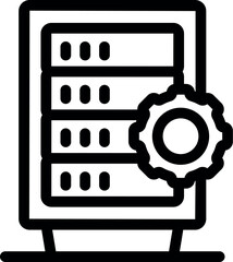 Server rack configuration and maintenance icon representing data center management, optimization, and technical support