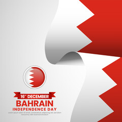 Bahrain Flag Square Banner Background Design Template for Bahrain Independence Day and National Day