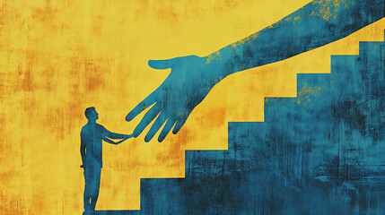 Fototapeta premium Concept of mentorship with guiding hands and a staircase toward growth1