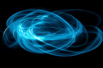 Fototapeta premium Blue light swirls with magical energy flowing on dark background