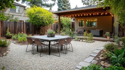 Cozy Backyard Dining Area with Garden Ambiance