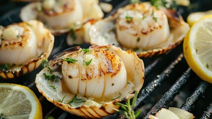 Grilled Scallops with Lemon and Herbs