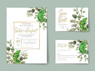 Greenery eucalyptus watercolor wedding invitation card