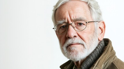 Obraz premium Senior Man with White Beard in Thoughtful Pose