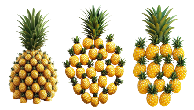 Pineapple shape filled with 3d pineapples