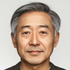 Fototapeta premium Asian man in his 60s. Neat impression. ID photo. white background.