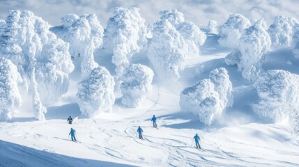 Skiers Enjoying the Winter Wonderland in Snowy Landscape