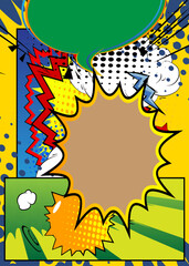 Cartoon Background, comic book backdrop. Retro vector comics pop art design.