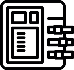 Fototapeta premium Line drawing of an electric panel managing electricity distribution, featuring switches and a digital display for monitoring