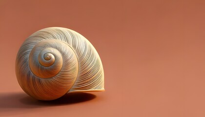 Close-up of seashells, spiral pattern, earth tones, 3D illustration.