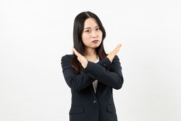 バツ印を出すアジア人女性03