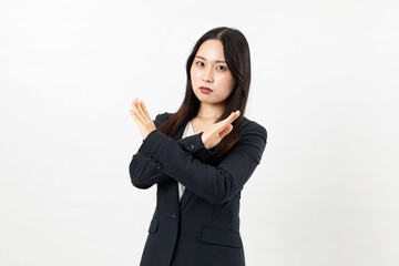 バツ印を出すアジア人女性01