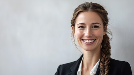 Smiling Businesswoman with Braid in Professional Attire