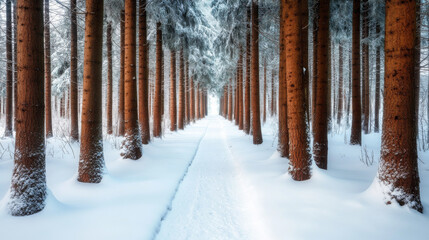 Naklejka premium Winter forest path