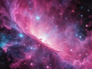Bright Nebula Surrounded by Colorful Cosmic Clouds in Deep Space