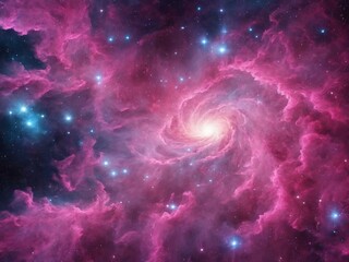 Bright Nebula Surrounded by Colorful Cosmic Clouds in Deep Space