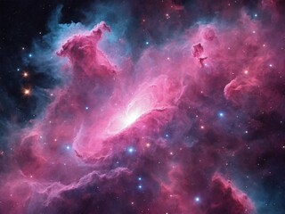 Bright Nebula Surrounded by Colorful Cosmic Clouds in Deep Space