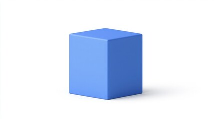 Fototapeta premium A simple blue cube stands against a white background, exuding a modern and minimalistic design aesthetic.
