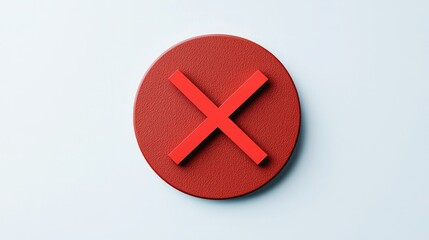 Fototapeta premium A red circular symbol with a bold cross, conveying a clear message of negation or disapproval against a light background.