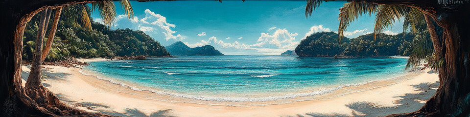 View of the turquoise beach.