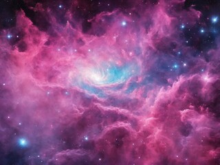 Bright Nebula Surrounded by Colorful Cosmic Clouds in Deep Space