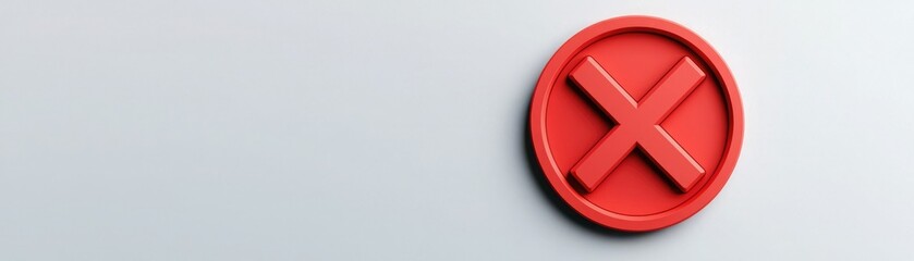 Obraz premium A bold red circular button featuring a prominent white 