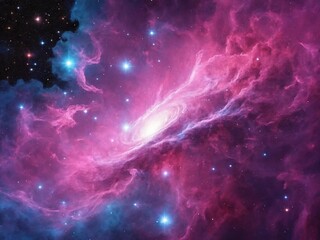 Bright Nebula Surrounded by Colorful Cosmic Clouds in Deep Space