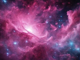 Bright Nebula Surrounded by Colorful Cosmic Clouds in Deep Space