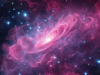 Bright Nebula Surrounded by Colorful Cosmic Clouds in Deep Space