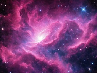 Bright Nebula Surrounded by Colorful Cosmic Clouds in Deep Space