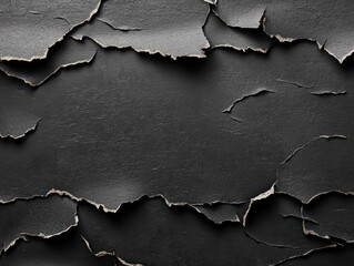 Obraz premium Torn black paper with a retro effect, textured background with distressed edges, ideal for vintage-style designs and poster overlays