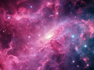 Bright Nebula Surrounded by Colorful Cosmic Clouds in Deep Space