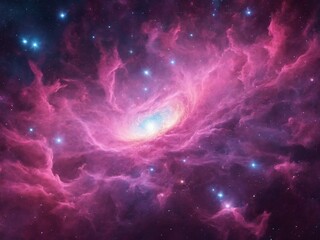Bright Nebula Surrounded by Colorful Cosmic Clouds in Deep Space