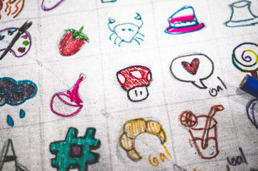 People drawing cartoons doodles colourful art expressions