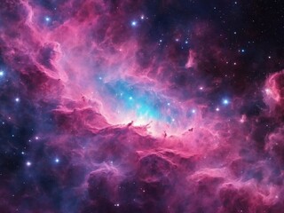 Bright Nebula Surrounded by Colorful Cosmic Clouds in Deep Space