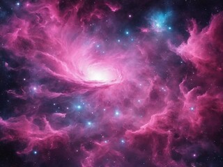 Bright Nebula Surrounded by Colorful Cosmic Clouds in Deep Space