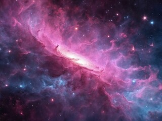Bright Nebula Surrounded by Colorful Cosmic Clouds in Deep Space