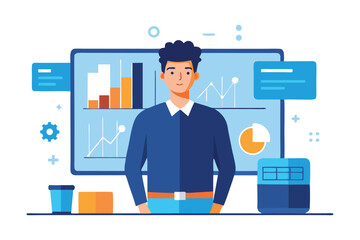 Marketing research and management concept. Businessman using laptops analyst working with data analysis business growth marketing and opportunity