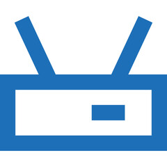 Obraz premium A Simple Blue Illustration of a Router With Antennas, Symbolizing Internet Connectivity and Communication Technology