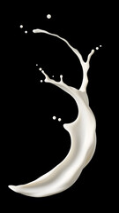 Milk Splash Isolated on black background