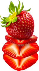 Sliced Strawberry  Isolated on transparent background