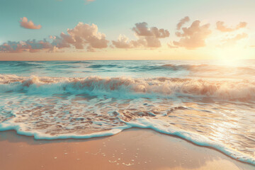Obraz premium The ocean is calm and the sky is a beautiful shade of blue