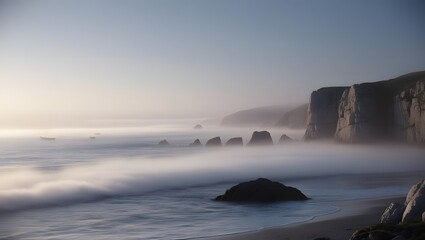 Obraz premium Beautiful aerial shot of a foggy forest