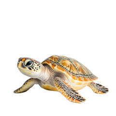 Obraz premium Colorful Sea Turtle on White Background