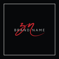 Initial Signature Logo for Letter ZN - Vector Logo Template in Handwritten Signature Style