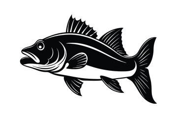 bass fish silhouette vector illustration